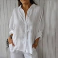 thumbnail image 1 of Patlollav New 2024 Shirts for Women Solid Casual Cotton and Linen Bubble Wrinkles Tie Back Design Fashion Tops, 1 of 5