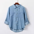 thumbnail image 1 of Patlollav New 2024 Women Casual V-Neck Pocket Back Split Long Sleeved Shirt, 1 of 6