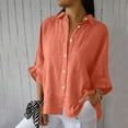 thumbnail image 1 of Patlollav New 2024 Women Solid Casual Cotton and Linen Shirts Bubble Wrinkles Tie Back Design Fashion Tops, 1 of 6