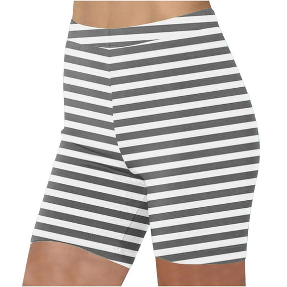 Patlollav Pants Stretch Sports Shorts for Women'S High Waist Summer Striped Printed Bottoms Beach Shorts