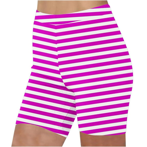 Patlollav Pants Stretch Sports Shorts for Women'S High Waist Summer Striped Printed Bottoms Beach Shorts