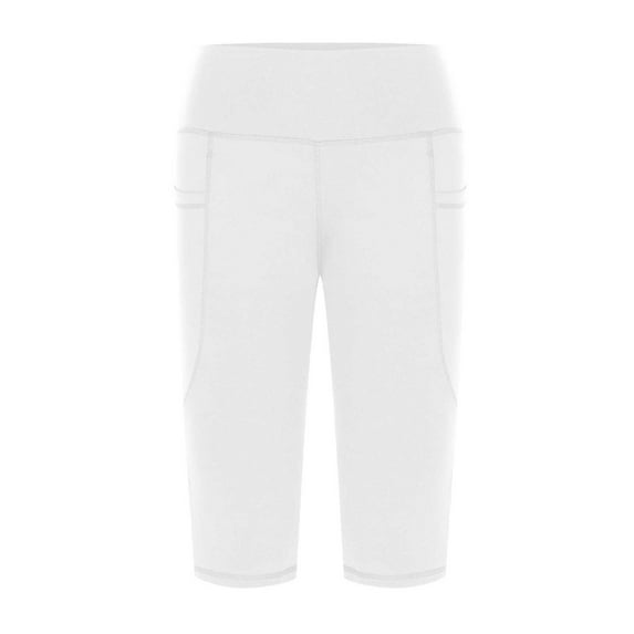 Patlollav Pants for Women's Knee Length Leggings High Waisted Yoga Workout Exercise Capris with Pockets