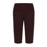 Patlollav Pants for Womens,Women's Knee Length Leggings High Waisted Yoga Workout Exercise Capris with Pockets