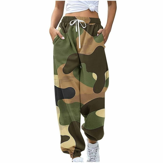 Patlollav Pants for Women's Plus Size Pants Lace Print Splice Elastic Waist Casual Leggings