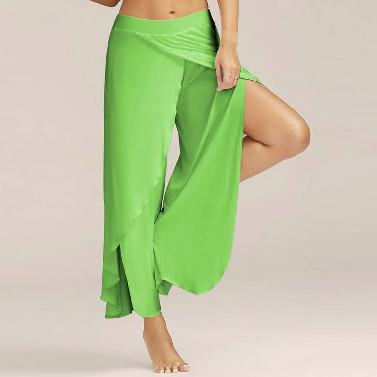 Patlollav Pants for Womens Clearance,Women's Sexy Waist Wide Leg Flowy  Pants Casual Summer Long Loose Yoga Pants