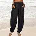 thumbnail image 1 of Patlollav Pants for Womens,Women's Trousers Summer Casual Loose Cotton and Linen Pocket Solid Pants, 1 of 6