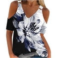 thumbnail image 1 of Patlollav Plus Size Women V-Neck T-Shirt Loose and Comfortable Casual Off Shoulder Blouses, 1 of 6