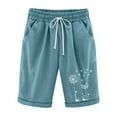 thumbnail image 1 of Patlollav Plus Size Womens Shorts Summer Printed Five Points Large Size Cotton Linen Pants, 1 of 5