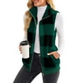 thumbnail image 1 of Patlollav Plus Size Coats,Women's Plaid Print Cardigans Open Front Sleeveless Plush Coat Tops, 1 of 6