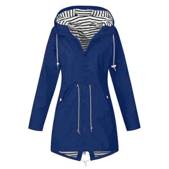 Patlollav Plus Size Raincoat Womens Waterproof Long Hooded Trench Coats Lined Windbreaker Travel Jacket