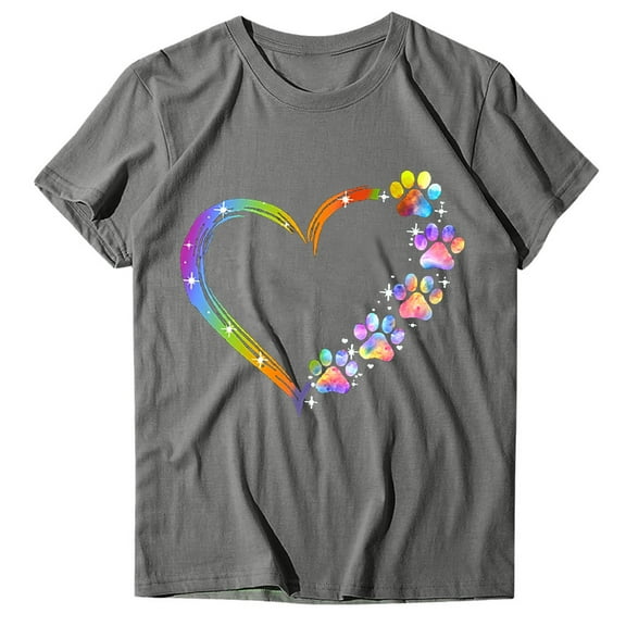 Patlollav Plus Size T-Shirt for Women Summer Loose Print Short Sleeve Casual Blouse