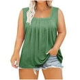 thumbnail image 1 of Patlollav Plus Size Tank Tops For Women Sleeveless Square Neck Tunic Tops Lightweight Solid Pleated Blouse, 1 of 6