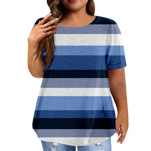 Patlollav Plus Size Tops For Women Short Sleeve Round Neck Tee Loose Fit Tunic Summer Shirts L-Xxxxxl