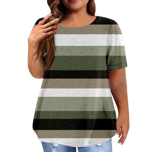 Patlollav Plus Size Tops for Women Short Sleeve Round Neck Tee Loose Fit Tunic Summer Shirts L-Xxxxxl