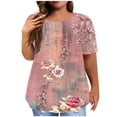 thumbnail image 1 of Patlollav Plus Size Tops For Women Trendy Floral Print Short Sleeve Tshirt Lightweight Crewneck Tee Shirts Casual Loose Pullover Tee, 1 of 5