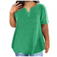 thumbnail image 1 of Patlollav Plus Size Tops For Women V-Neck Solid Casual Loose Summer Short Sleeve Tshirt Blouse With Pockets, 1 of 6