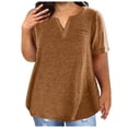 thumbnail image 1 of Patlollav Plus Size Tops For Women V-Neck Solid Casual Loose Summer Short Sleeve Tshirt Blouse With Pockets, 1 of 6