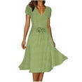 thumbnail image 1 of Patlollav Plus Size Womens Dress Summer Bandage Dot Print Casual Short Sleeve Dresses, 1 of 6