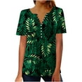 thumbnail image 1 of Patlollav Plus Size Womens,Women Summer Tops Sexy Fold Print Regular Short Sleeve Button Blouse, 1 of 6