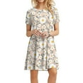 thumbnail image 1 of Patlollav Plus Size Womens Dresses,Ladies Plain Loose Loose Floral Sunflower Print Short Sleeve Dress, 1 of 5