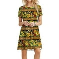 thumbnail image 1 of Patlollav Plus Size Womens Dresses Clearance,Ladies Plain Loose Loose Floral Sunflower Print Short Sleeve Dress, 1 of 6