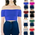 thumbnail image 1 of Patlollav Pntutb Blouses for Women,Ladies Off Shoulder Leakage Of Stomach Tops, 1 of 7