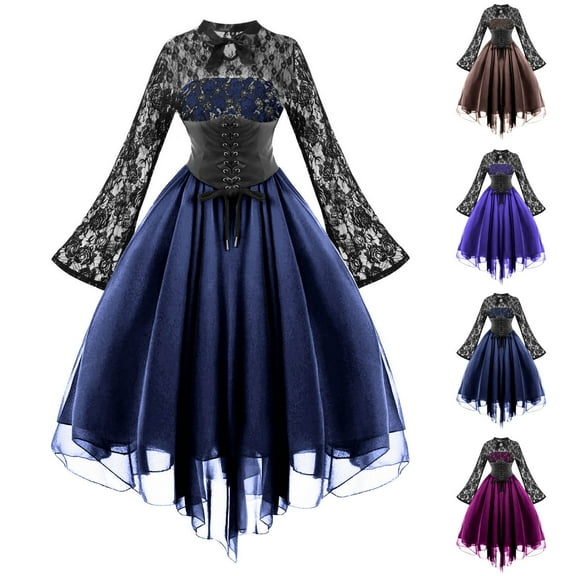 Patlollav Pntutb Women Chiffon Dress Gothic Style,Ladies Sexy Banquet Festival Dress