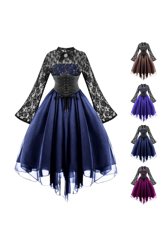 Pntutb Women Chiffon Dress Gothic Style,Ladies Sexy Banquet Festival Dress