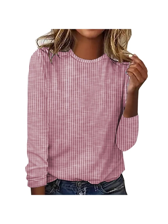 Patlollav Pntutb Women Long Sleeve Tops,Ladies Solid Casual Loose T-Shirt