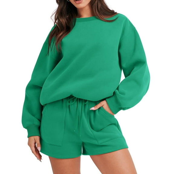 Patlollav Pntutb Women Sets,Ladies Long Sleeve Tops Sweatshirt Shorts Suit