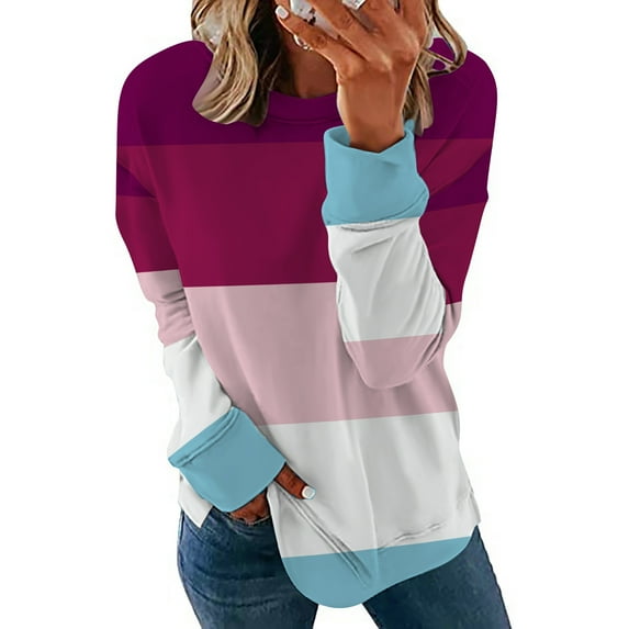 Patlollav Pntutb Women Sweatshirt Long Sleeve Clearance,Ladies Solid Loose Tunic Tops