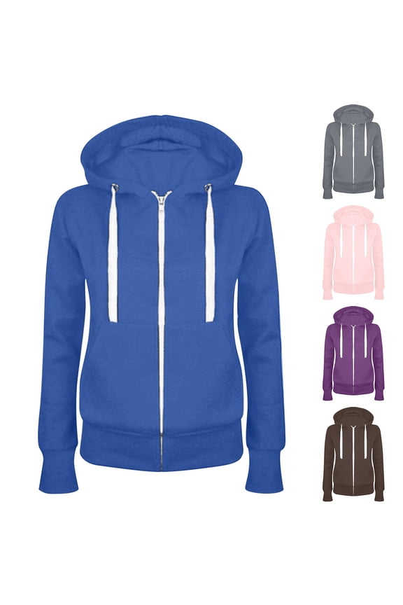 Women Sweatshirts,Ladies Hooded Slim Zipper Fleece Sweater Coat