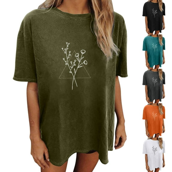 Patlollav Pntutb Women Tops,Ladies Floral Print Short Sleeve Blouse