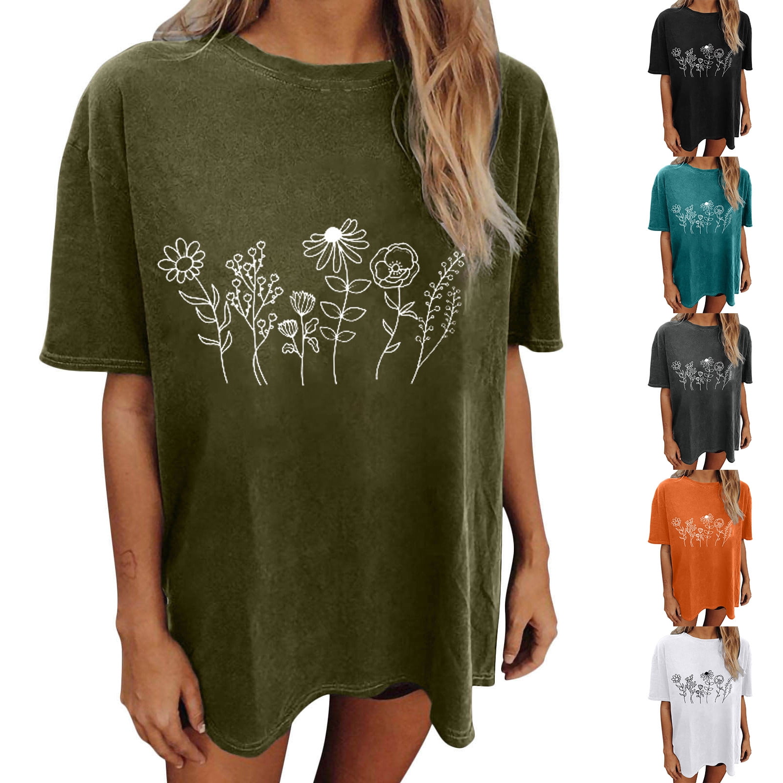 Patlollav Pntutb Women Tops Clearance,Ladies Loose Casual Short Sleeve