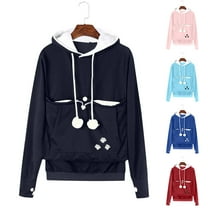 Patlollav Pntutb Womens Casual Pet Dog Holder Carrier Coat Pouch Plus Pocket Hoodie Tops