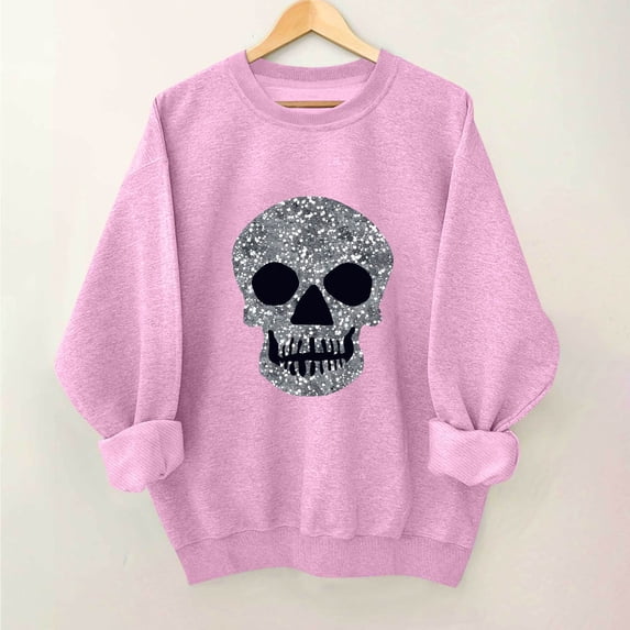 Patlollav Pntutb Womens Round Neck Halloween Day Sweatshirts Winter Long Sleeved Polyester Tops