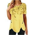 thumbnail image 1 of Patlollav Pntutb Womens Short Sleeve Blouse,Ladies T-Shirt Buttons Casual Tops, 1 of 6