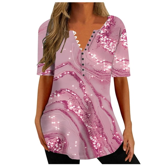 Patlollav Pntutb Womens Short Sleeve Tops,Ladies Print Casual Top/Shirt