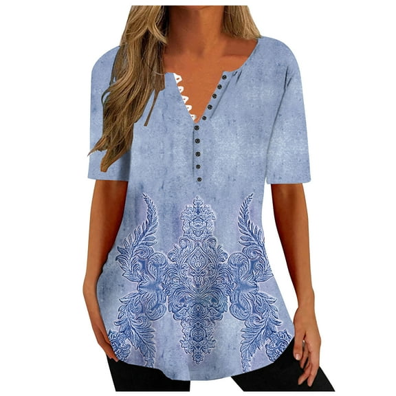 Patlollav Pntutb Womens Short Sleeve Tops,Ladies Print Casual Top/Shirt