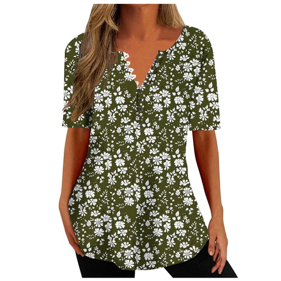 Patlollav Pntutb Womens Short Sleeve Tops,Ladies Print Loose Top/Shirt