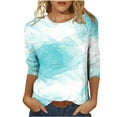 thumbnail image 1 of Patlollav Pntutb Womens T-Shirt 3/4 Sleeve,Ladies Blouse Round Neck Casual Tops, 1 of 6
