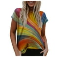 thumbnail image 1 of Patlollav Womens Plus Size Short Sleeve Print V-Neck Tops Tee T-Shirt Blouse, 1 of 6