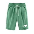 thumbnail image 1 of Patlollav Womens Plus Size Shorts Summer Print Five Points Cotton Linen Pants Casual, 1 of 6