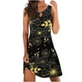 thumbnail image 1 of Patlollav Rollback and Clearance Womens Sexy Vintage O-Neck Sleeveless Hollow Out Printed Print Mini Dresses, 1 of 6