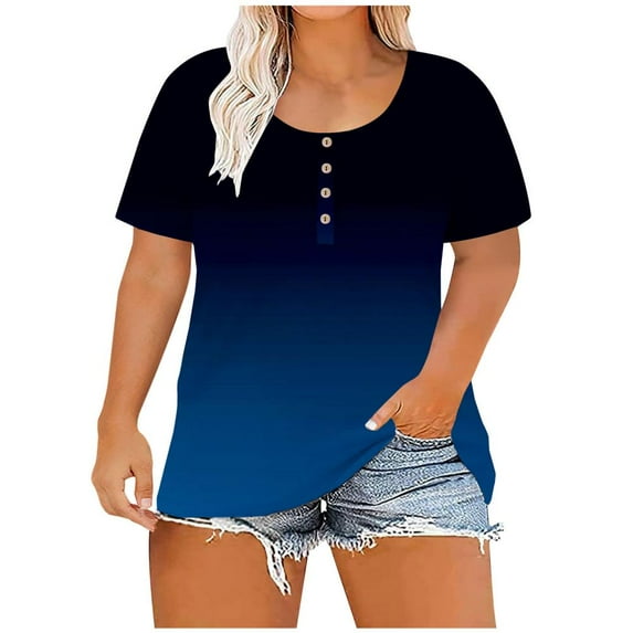 Patlollav Short Sleeve Shirt Women'S Comfy Round Neck Blouse Daily Solid Dressy Casual Tunic Plus Size Tee