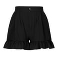 thumbnail image 1 of Patlollav Shorts for Women's Fashion Solid Color Casual Wide Leg Ruffle Loose High Waist Shorts Pants, 1 of 6