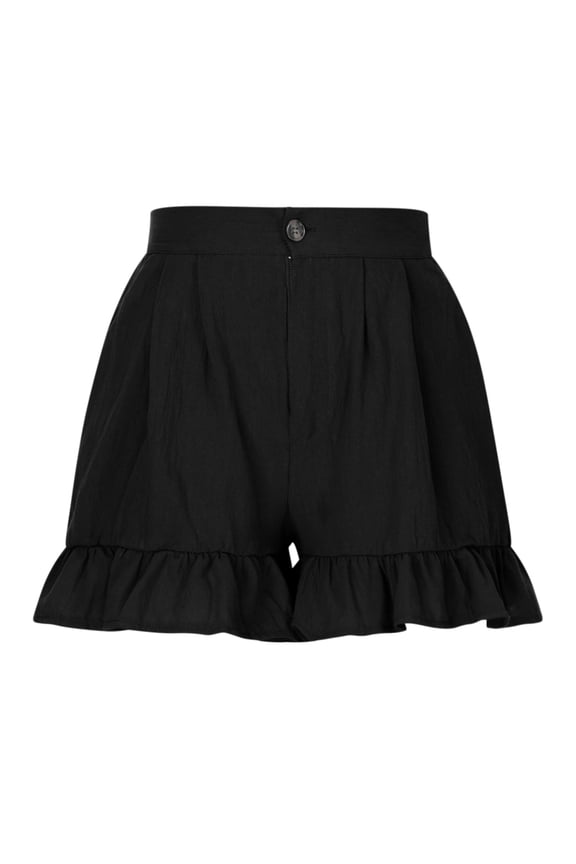 Shorts for Women's Fashion Solid Color Casual Wide Leg Ruffle Loose High Waist Shorts Pants