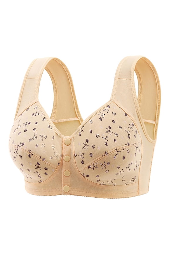 Patlollav Summer Bras,Womens Comfortable Breathable Adjustable Front Open Buckle Gathered Plus Size Bra Underwear