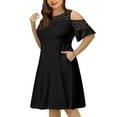 thumbnail image 1 of Patlollav Summer Dresses,Womens Plus Size Solid Casual Lace Short Sleeve Dress, 1 of 6