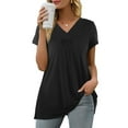 thumbnail image 1 of Patlollav Summer Clearance,Ladies T Shirts,Fashion Womens V-Neck Short Sleeve Solid Casual Blouse, 1 of 6
